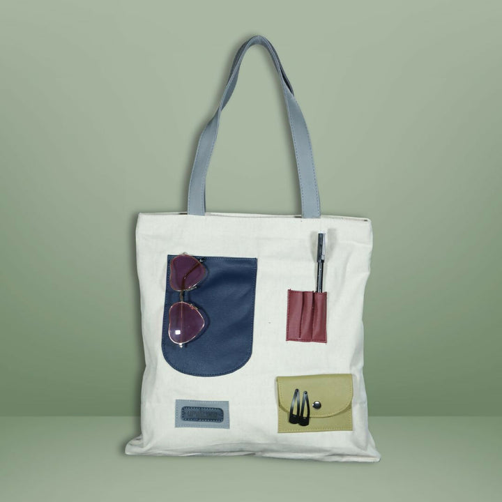 Earthy Patch Pocket Canvas Tote