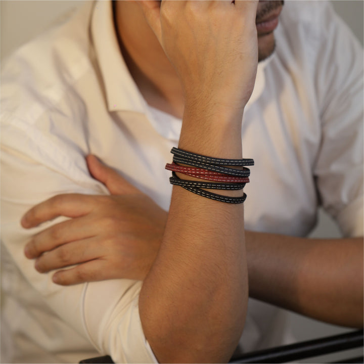 Mens Wrap Bracelet In Black & White