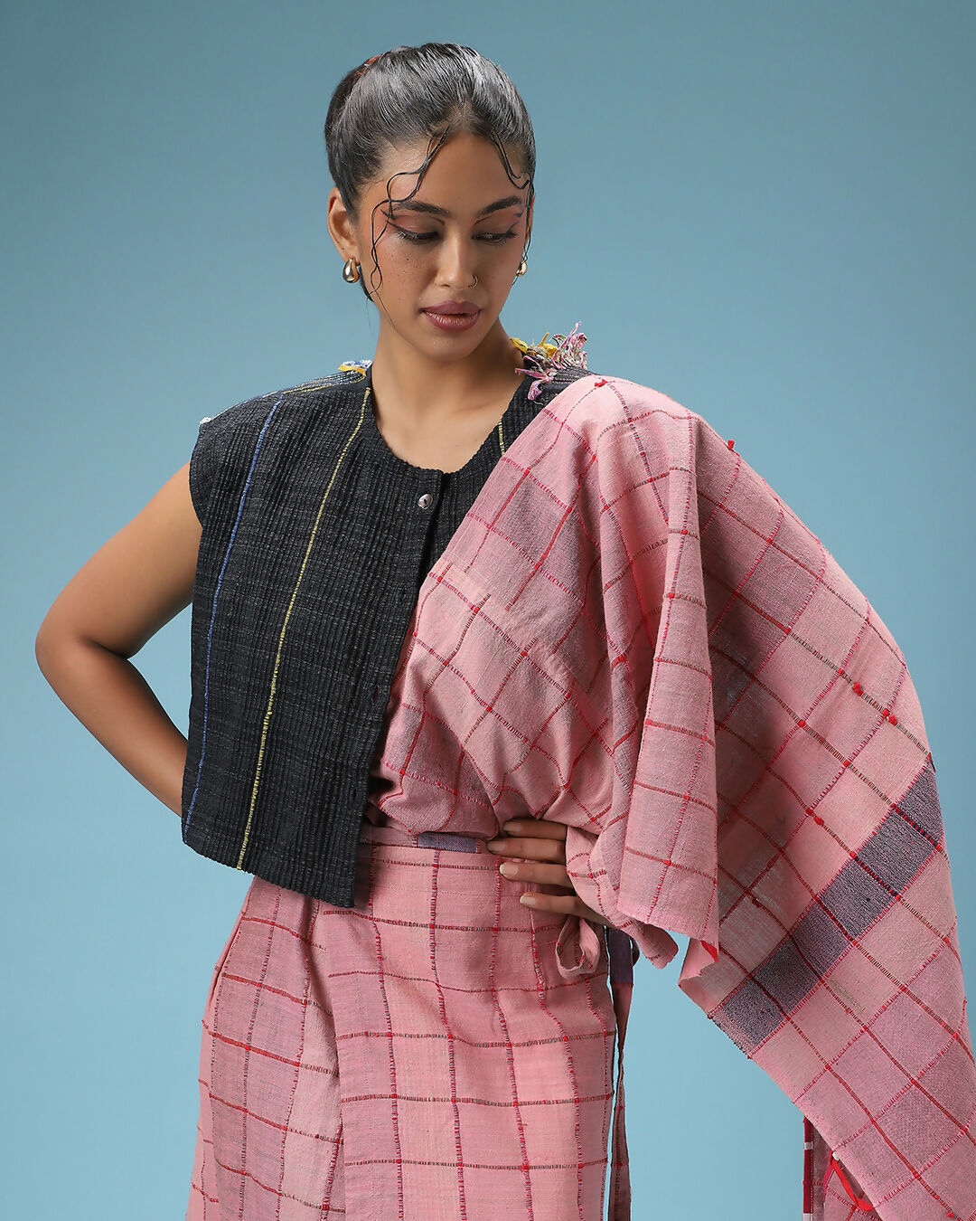 Bikhre Rang Scattered Colors Black Top