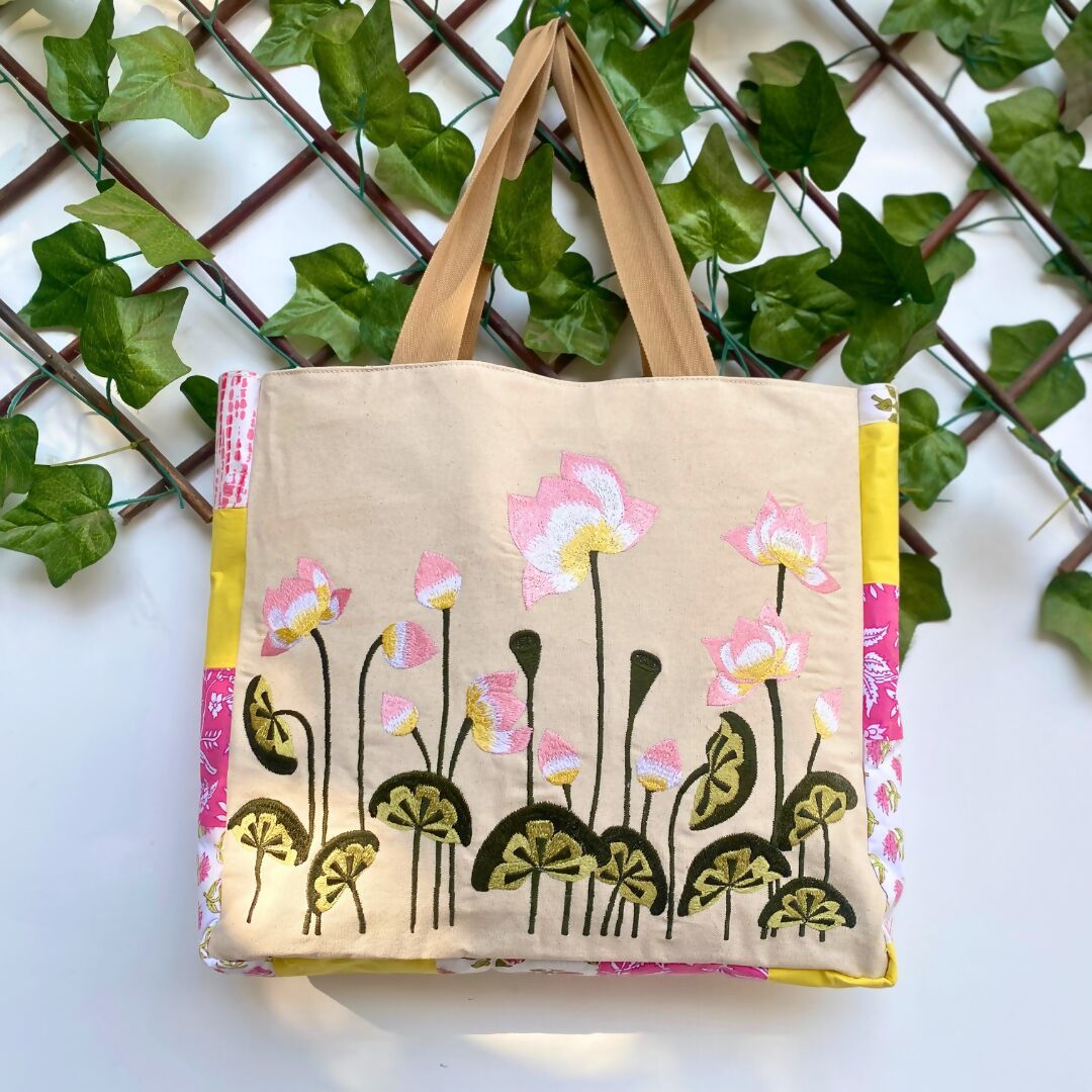 The Lotus tote bag| Upcycled Tote Bag – REFASH - Main Image