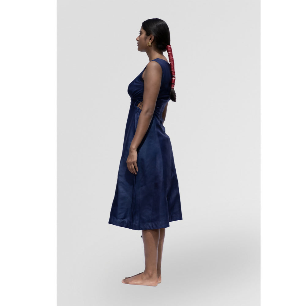 Navy Blue Burmese Cutout Dress