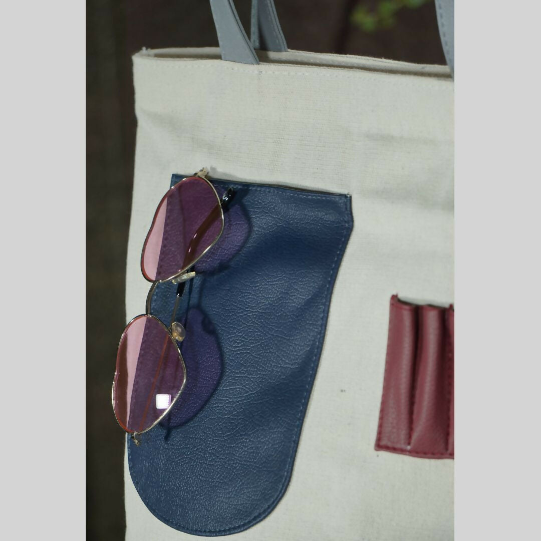 Earthy Patch Pocket Canvas Tote