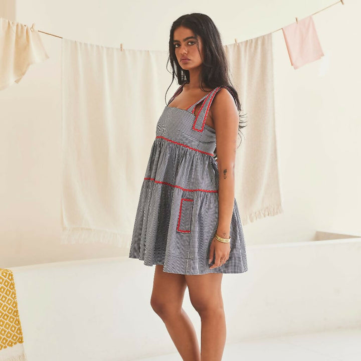 Short Tiered Gingham Dress