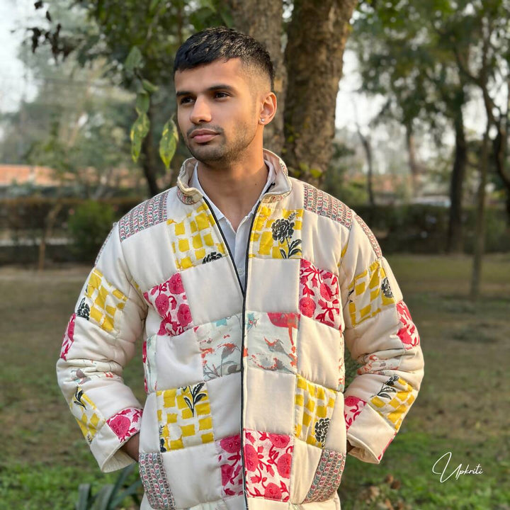 Unisex Colorful Patchwork Quilted Jacket