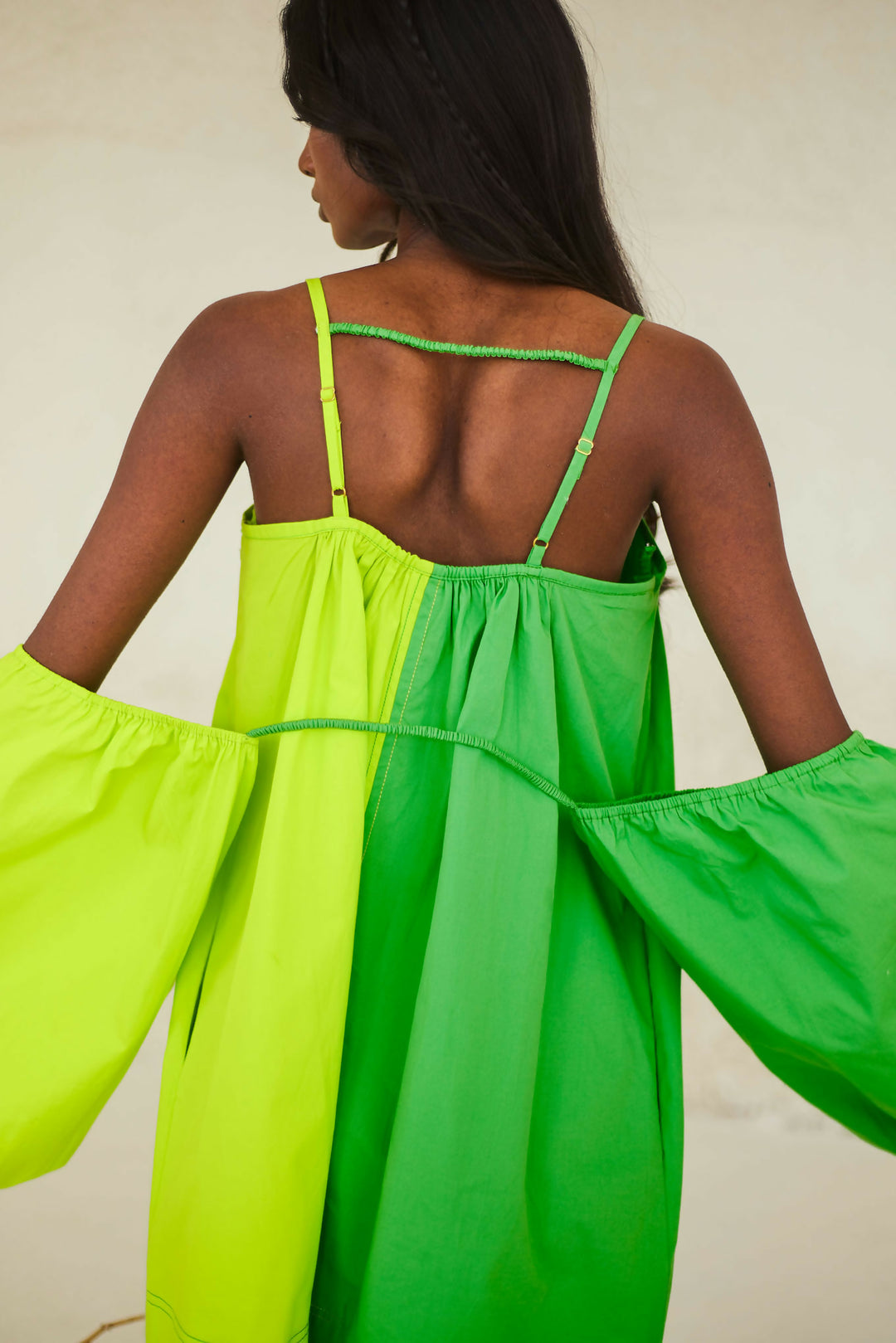 Green Contrast Mini Dress