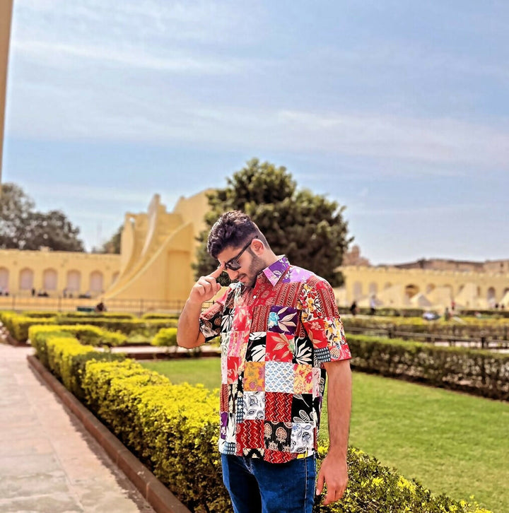 Unisex Cotton Patchwork Shirt