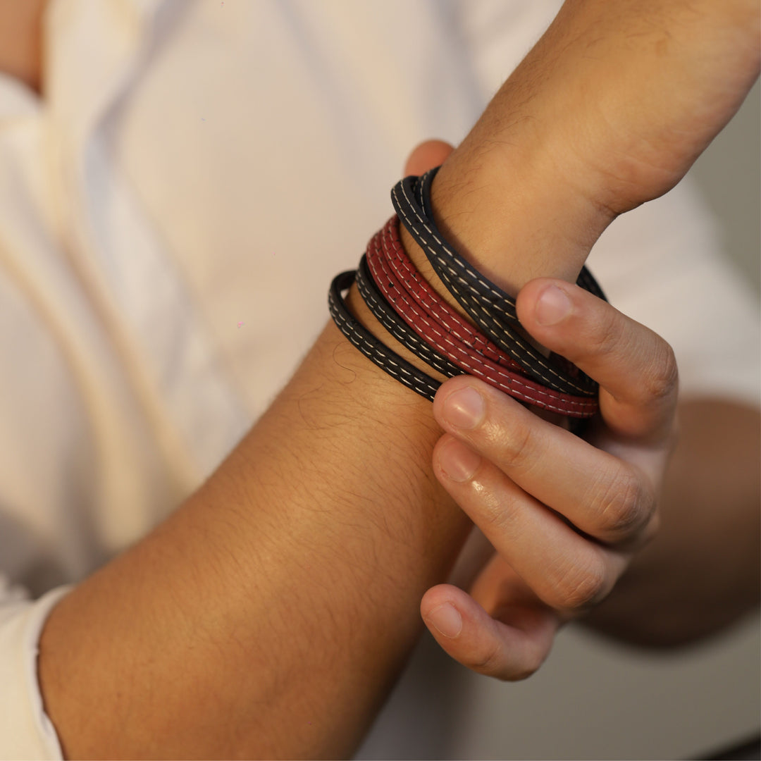 Mens Wrap Bracelet In Black & White