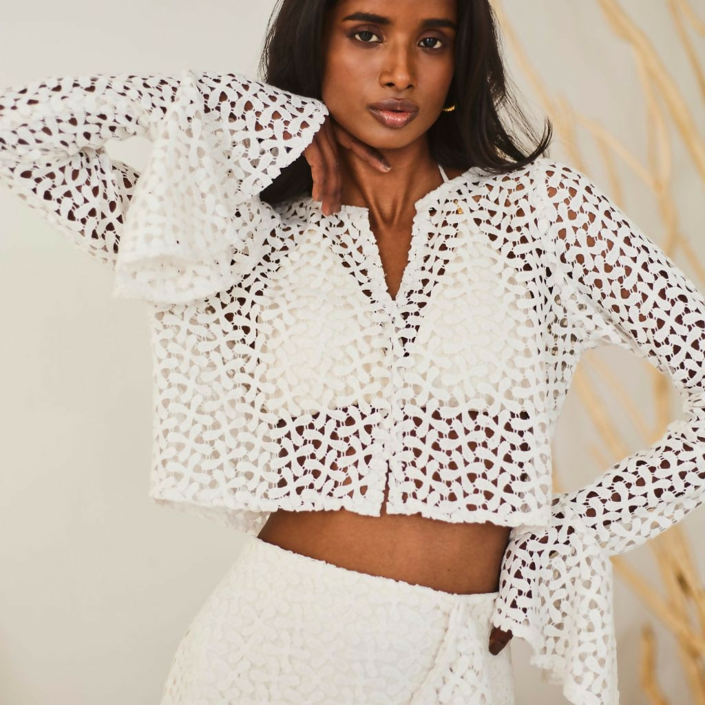 White Lace Top with Crop Top