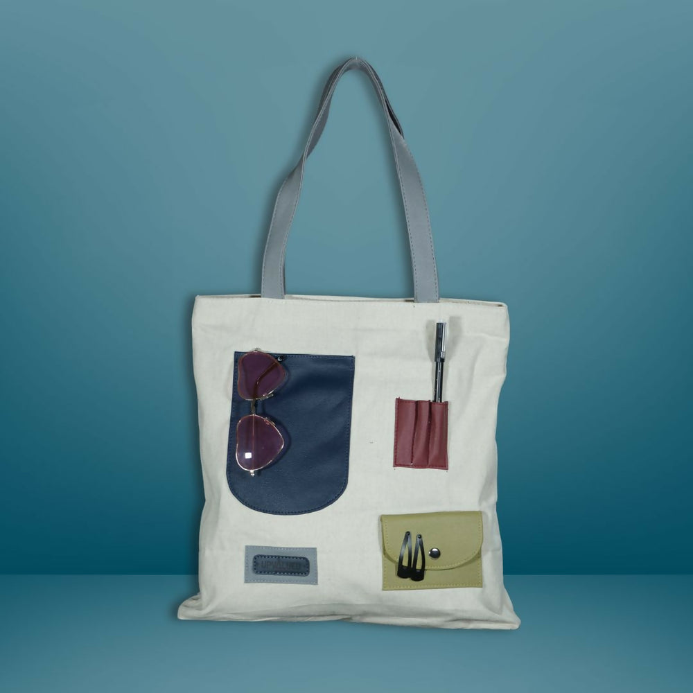 Earthy Patch Pocket Canvas Tote