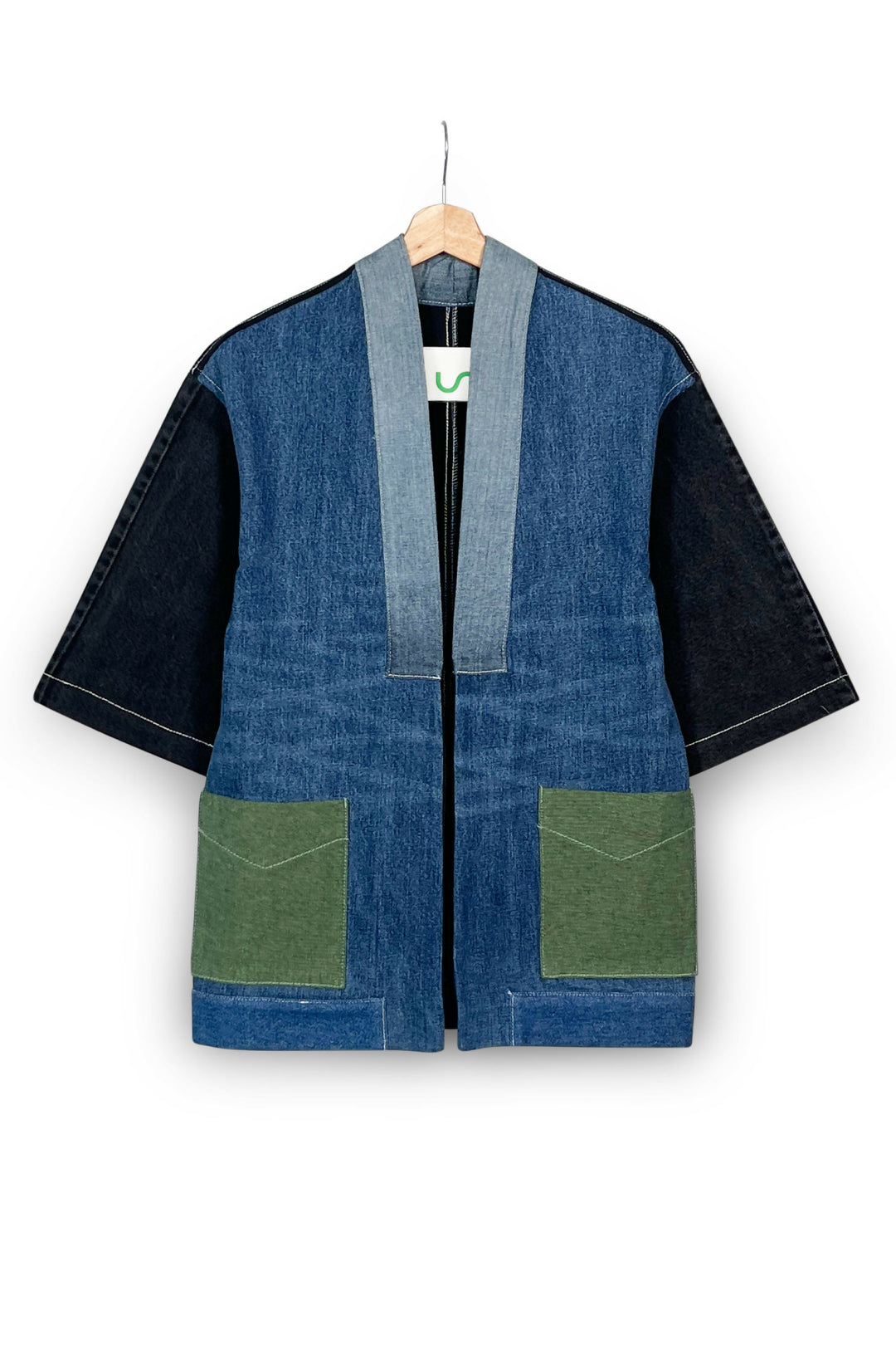 Textured Upcycled Denim Kimono Jacket