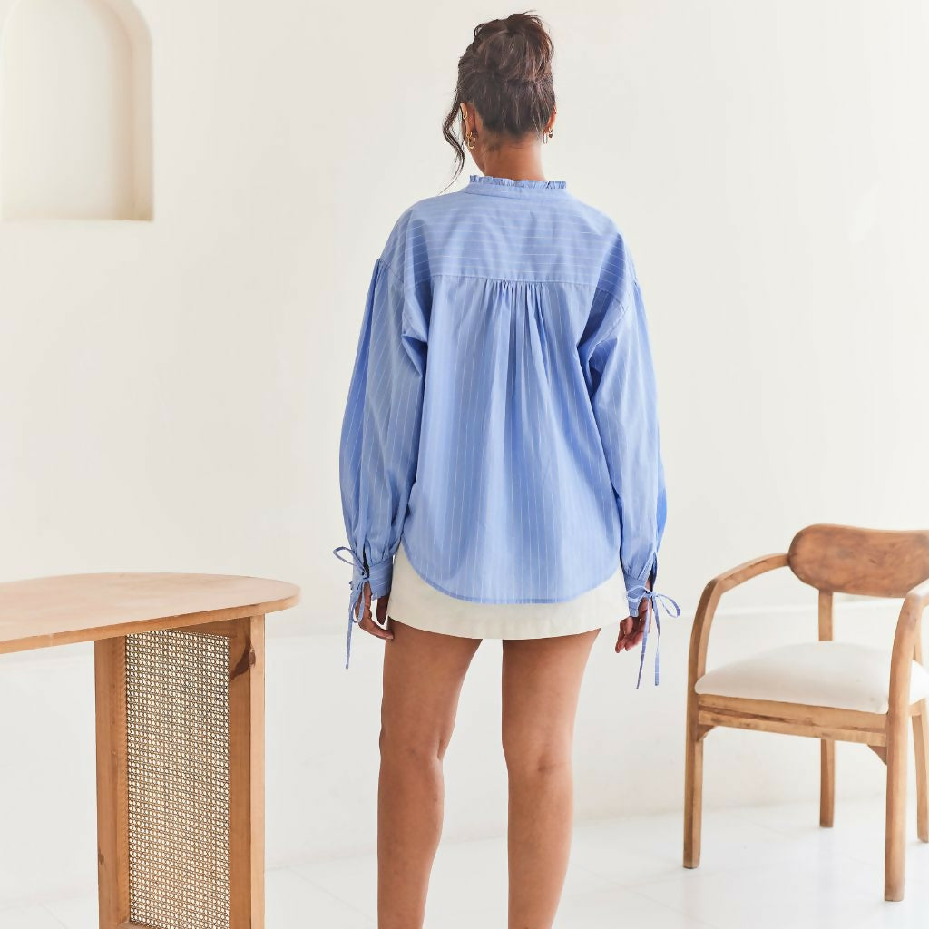 Blue Striped Oversized Shirt