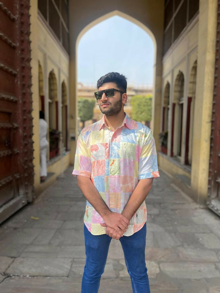 Unisex Marble Patchwork Shirt