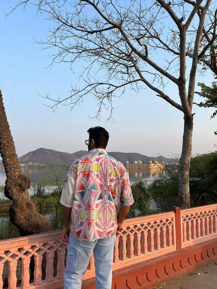 Unisex Pink and White Oversized Shirt