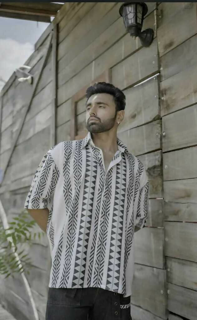 Unisex Black and White Linen Shirt