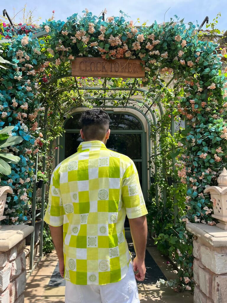 Unisex Yellow Block Print Shirt