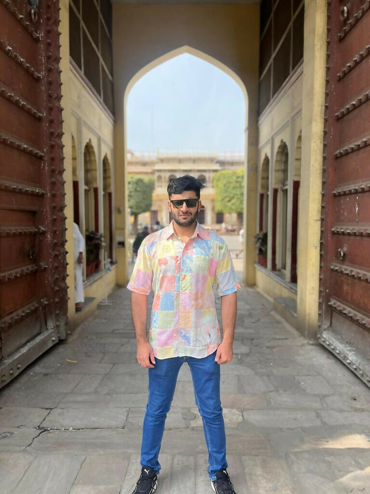 Unisex Marble Patchwork Shirt