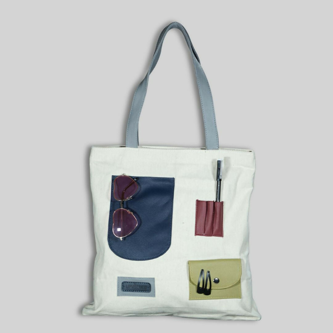 Earthy Patch Pocket Canvas Tote
