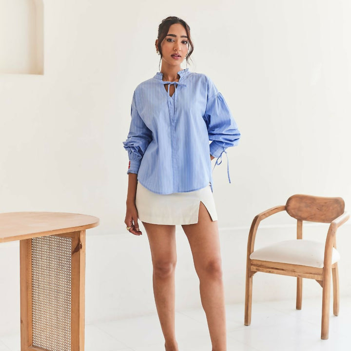 Blue Striped Oversized Shirt