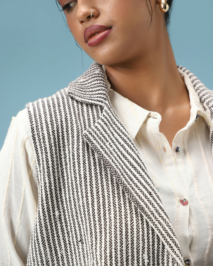 White-Black Loom & Line Vest