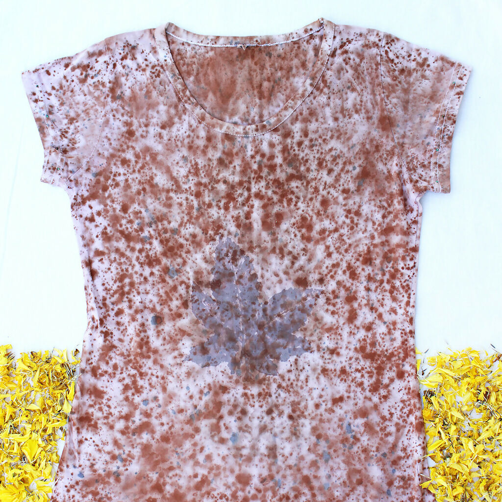 Eco-printed Multicolour Cotton T-shirt