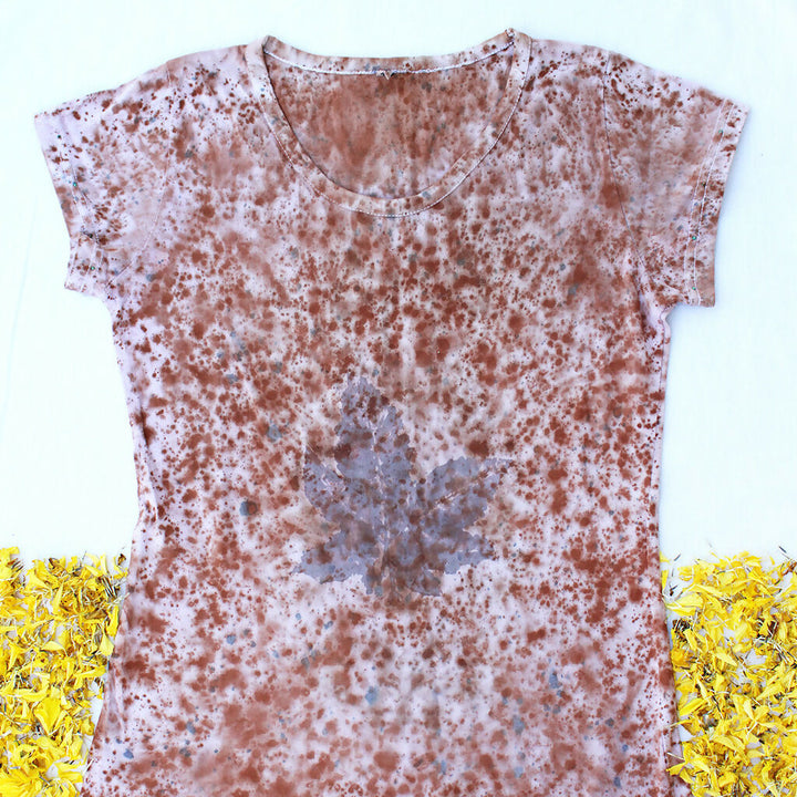 Eco-printed Multicolour Cotton T-shirt