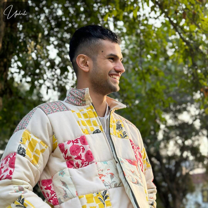 Unisex Colorful Patchwork Quilted Jacket