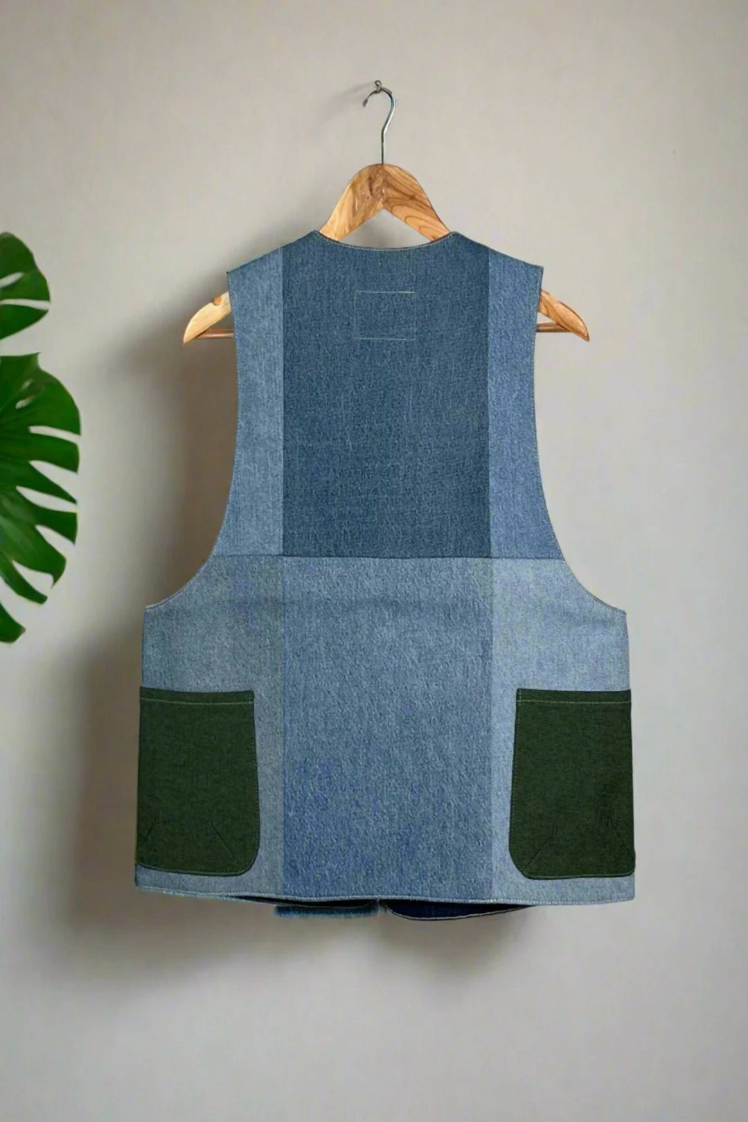 Front V-Neck Denim Gilet Jacket