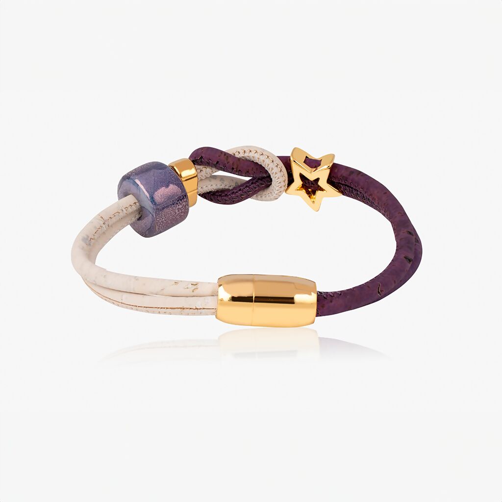 Cork and Ceramic Globe Thistles Bracelet