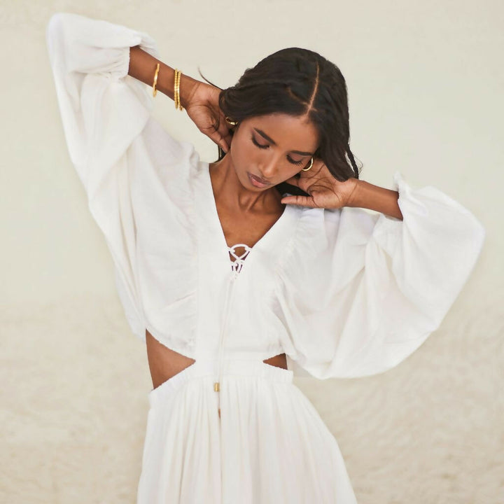 White Oversized Short Dress