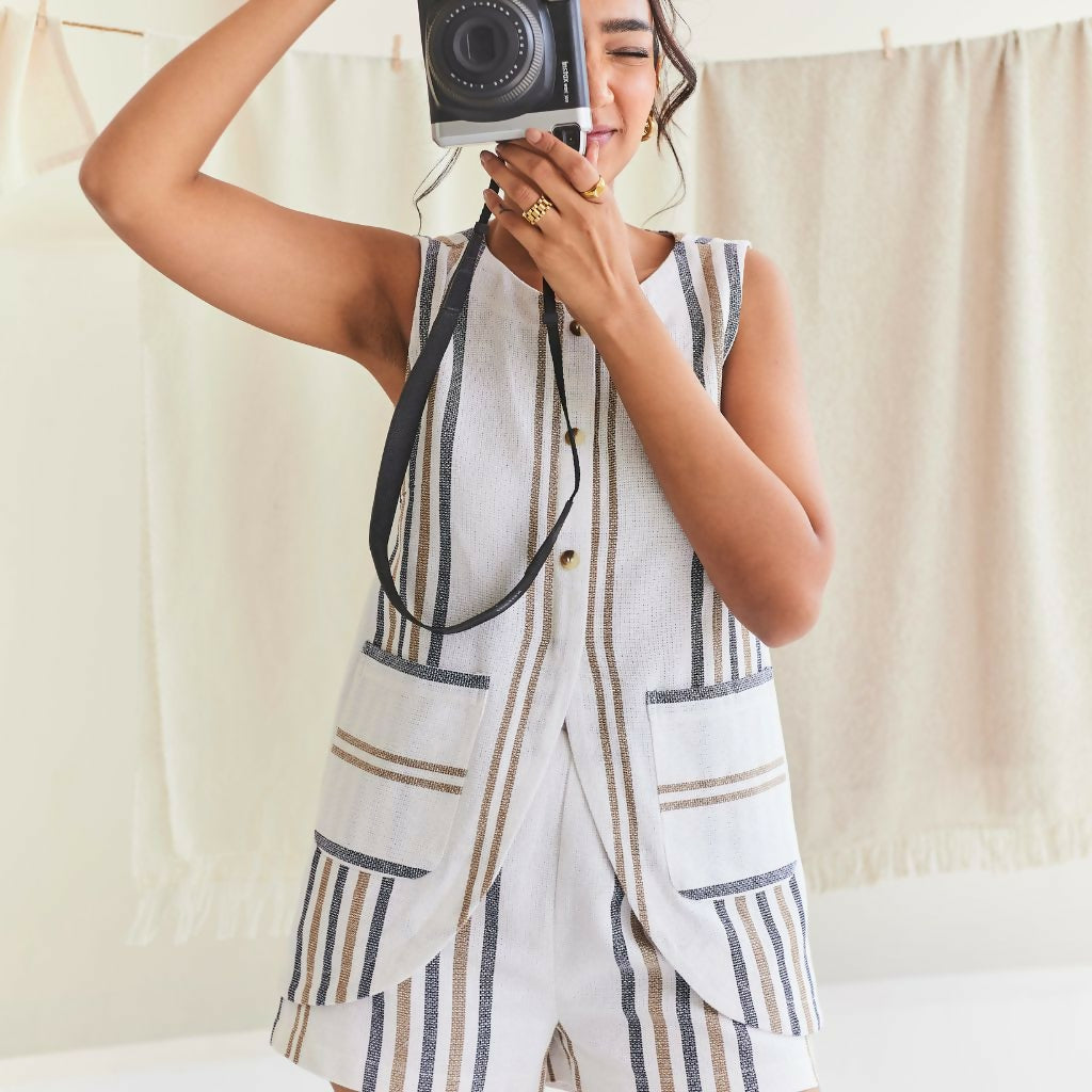 Striped Cotton Sleeveless Top