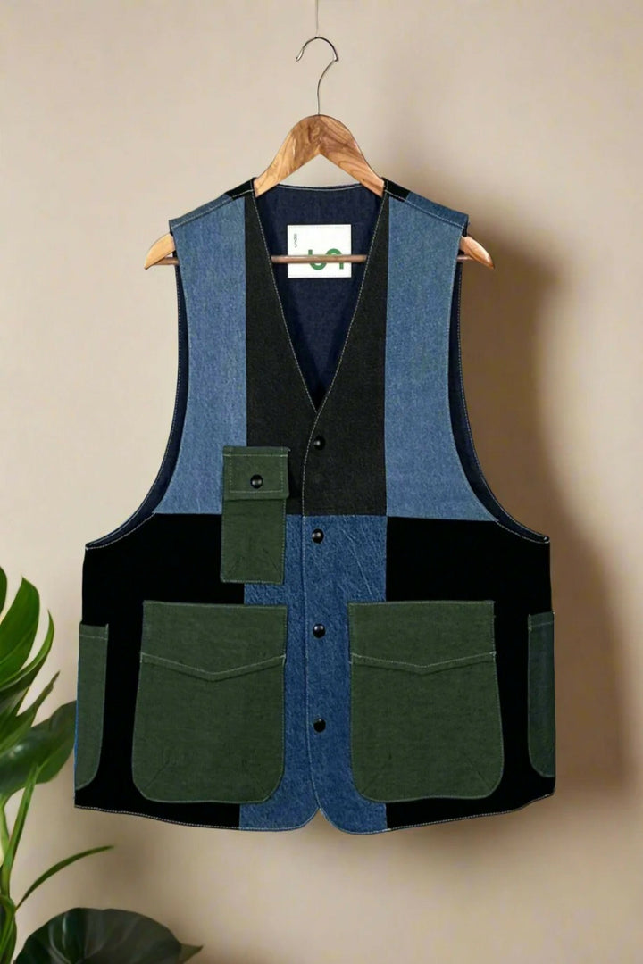 Multi-Colour Denim Gilet Jacket