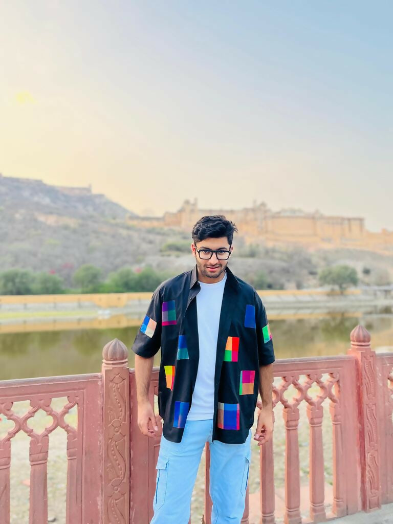 Unisex Black Chex Oversized Shirt