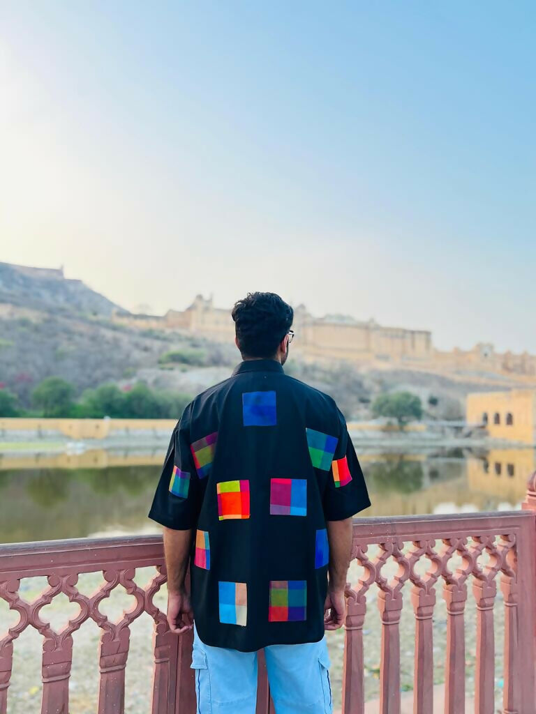 Unisex Black Chex Oversized Shirt