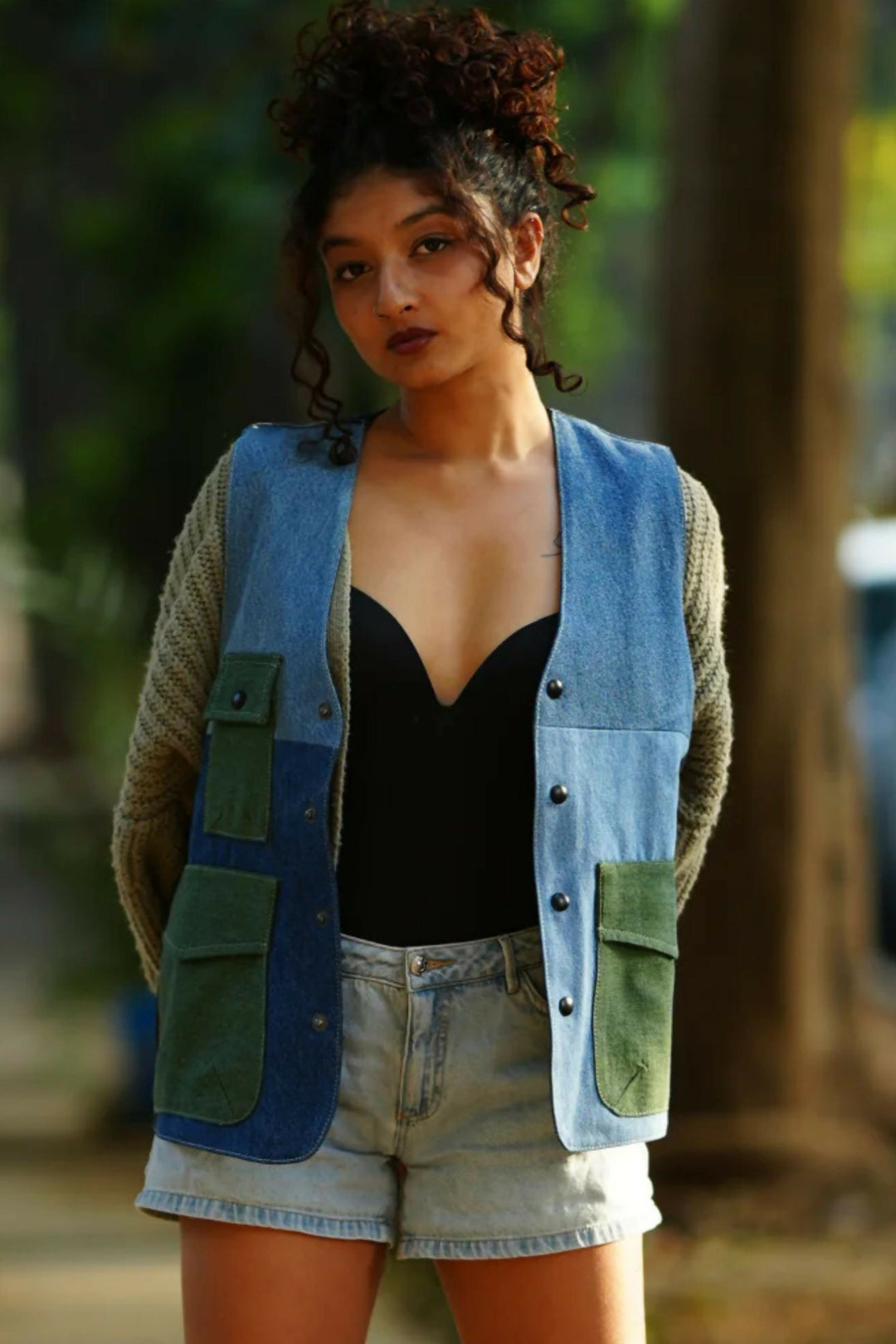 Patch Pocket Upcycled Gilet Jacket