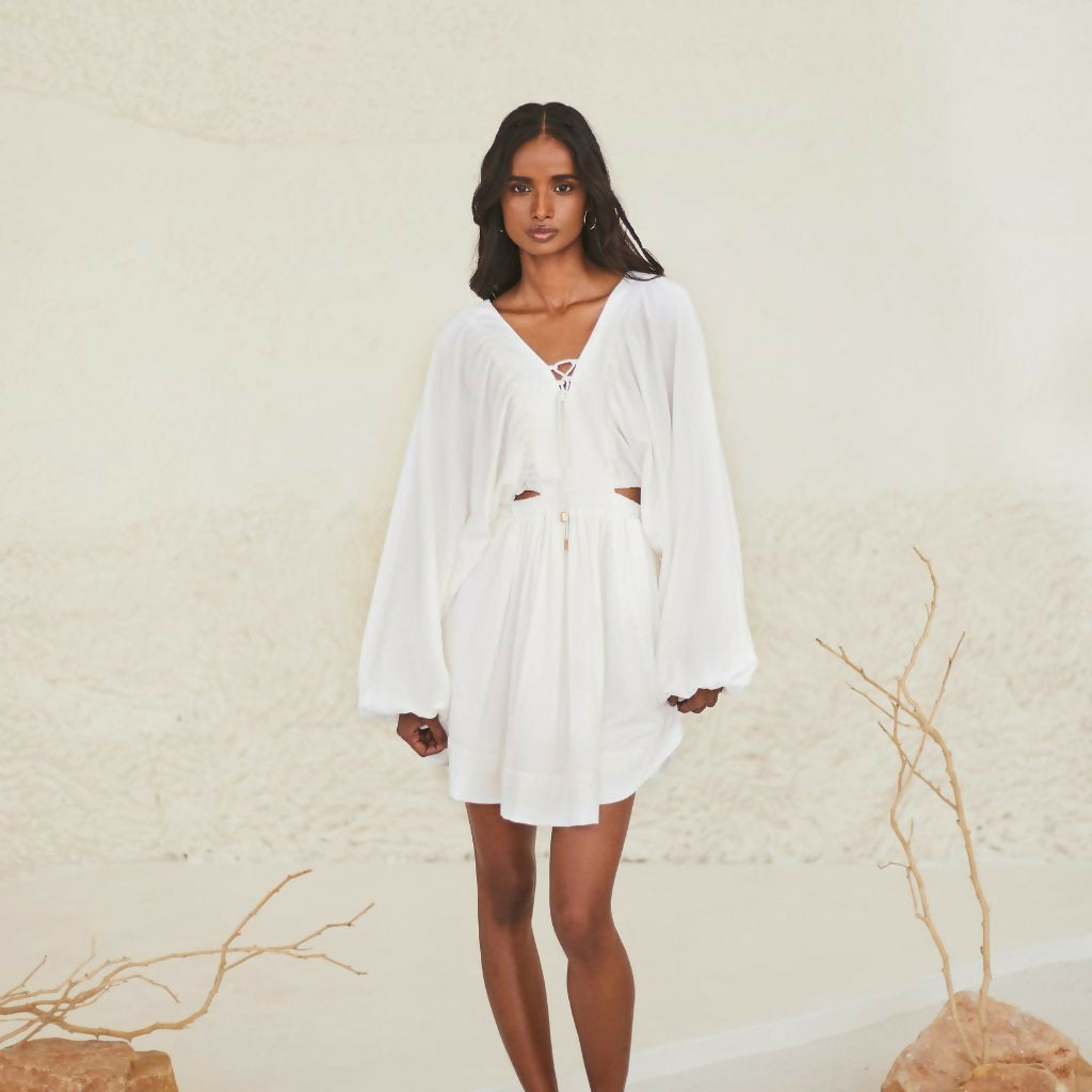 White Oversized Short Dress