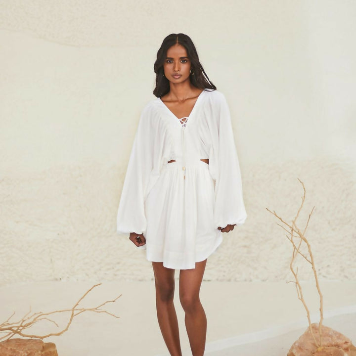 White Oversized Short Dress