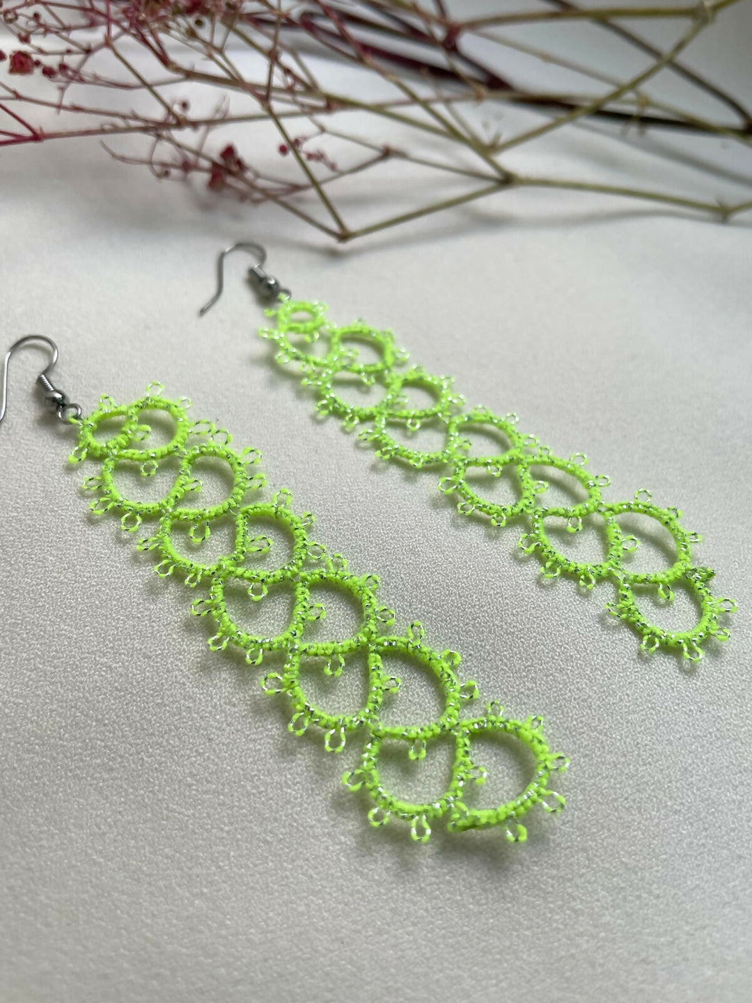 Fluorescent Lime Glow Earrings