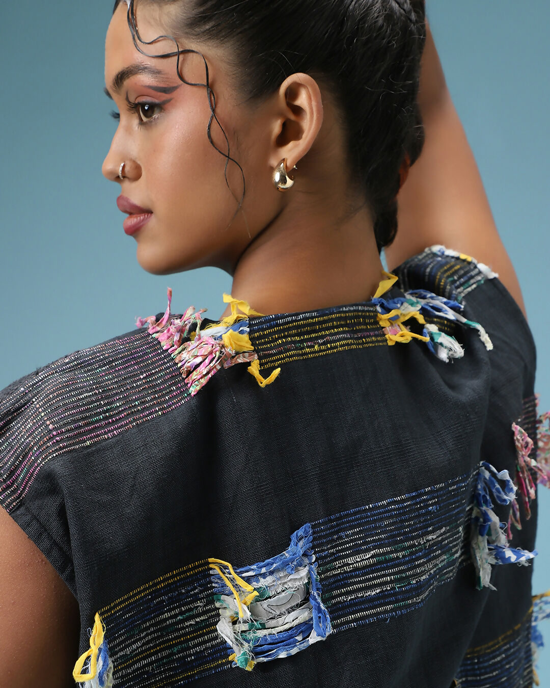 Bikhre Rang Scattered Colors Black Top