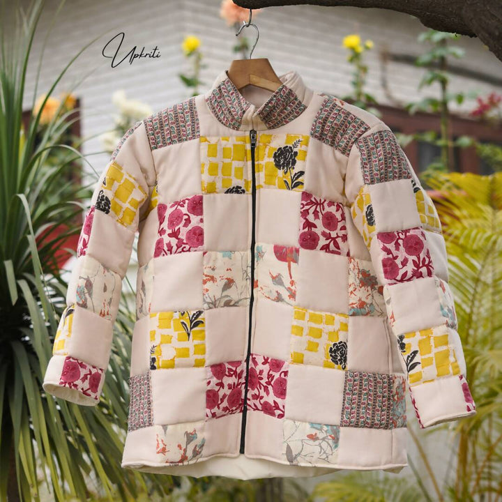 Unisex Colorful Patchwork Quilted Jacket