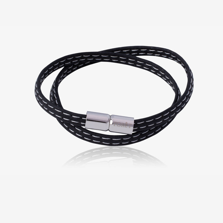 Mens Wrap Bracelet In Black & White