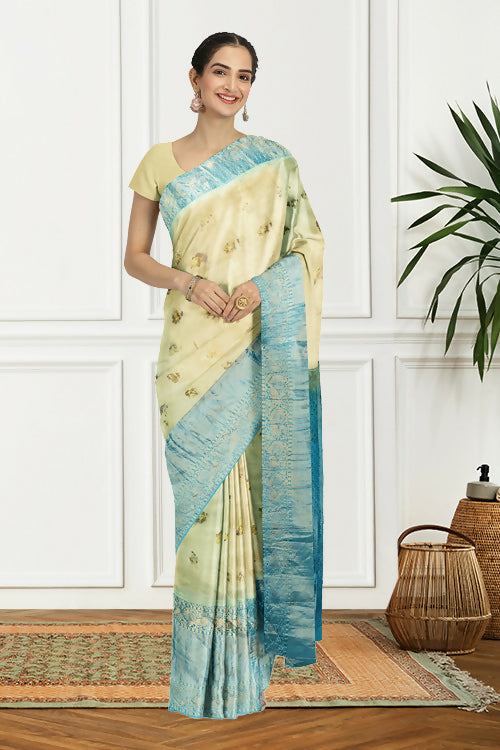 Yellow and Blue Mahalakshmi Saree