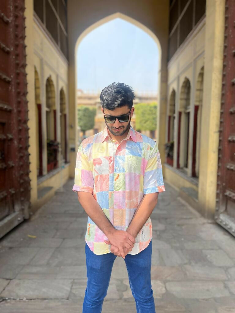 Unisex Marble Patchwork Shirt