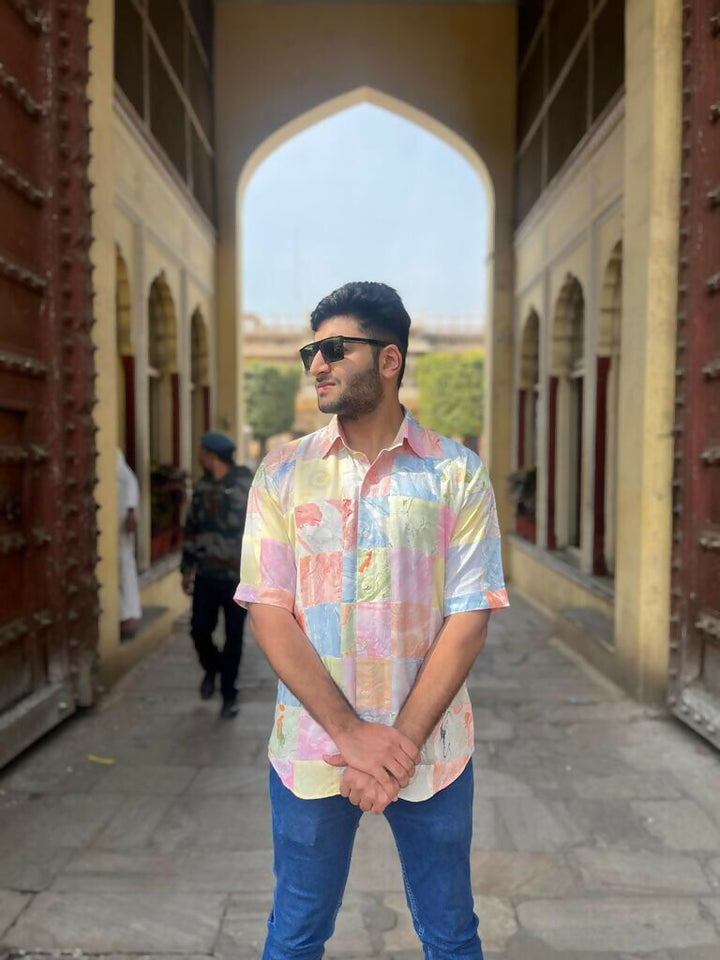 Unisex Marble Patchwork Shirt