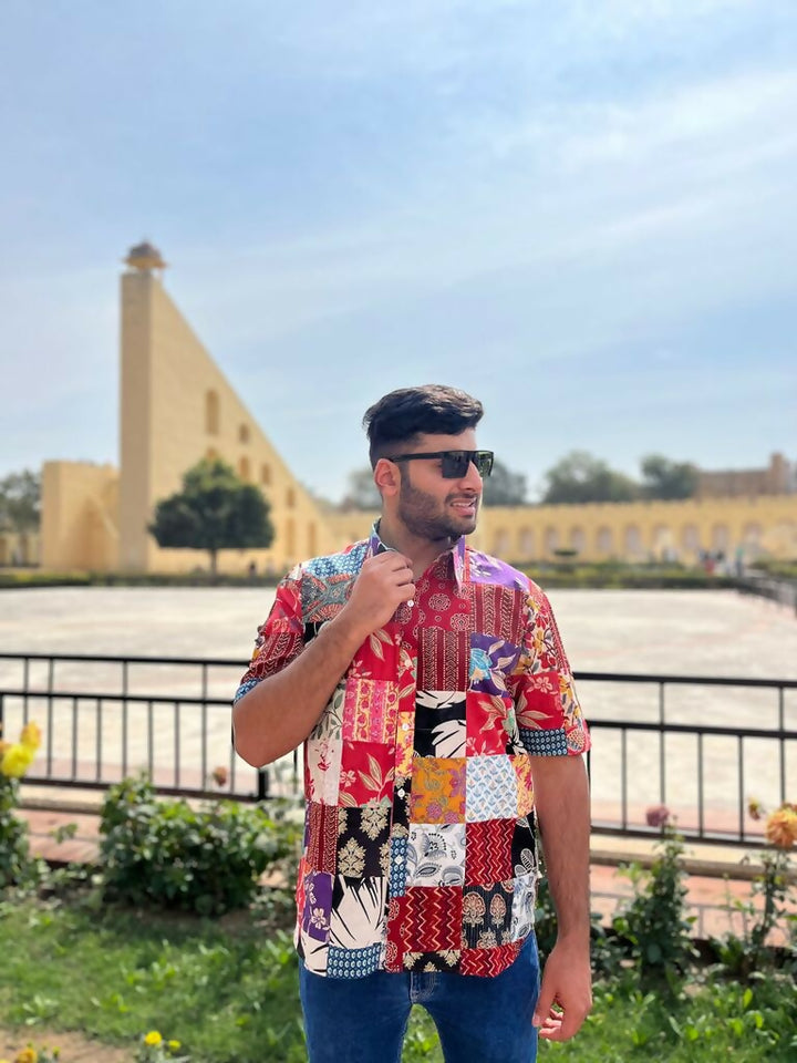 Unisex Cotton Patchwork Shirt