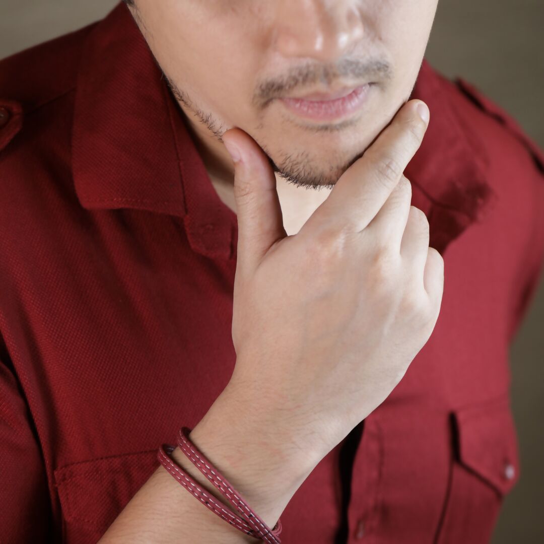 Mens Wrap Bracelet Wine Red & White
