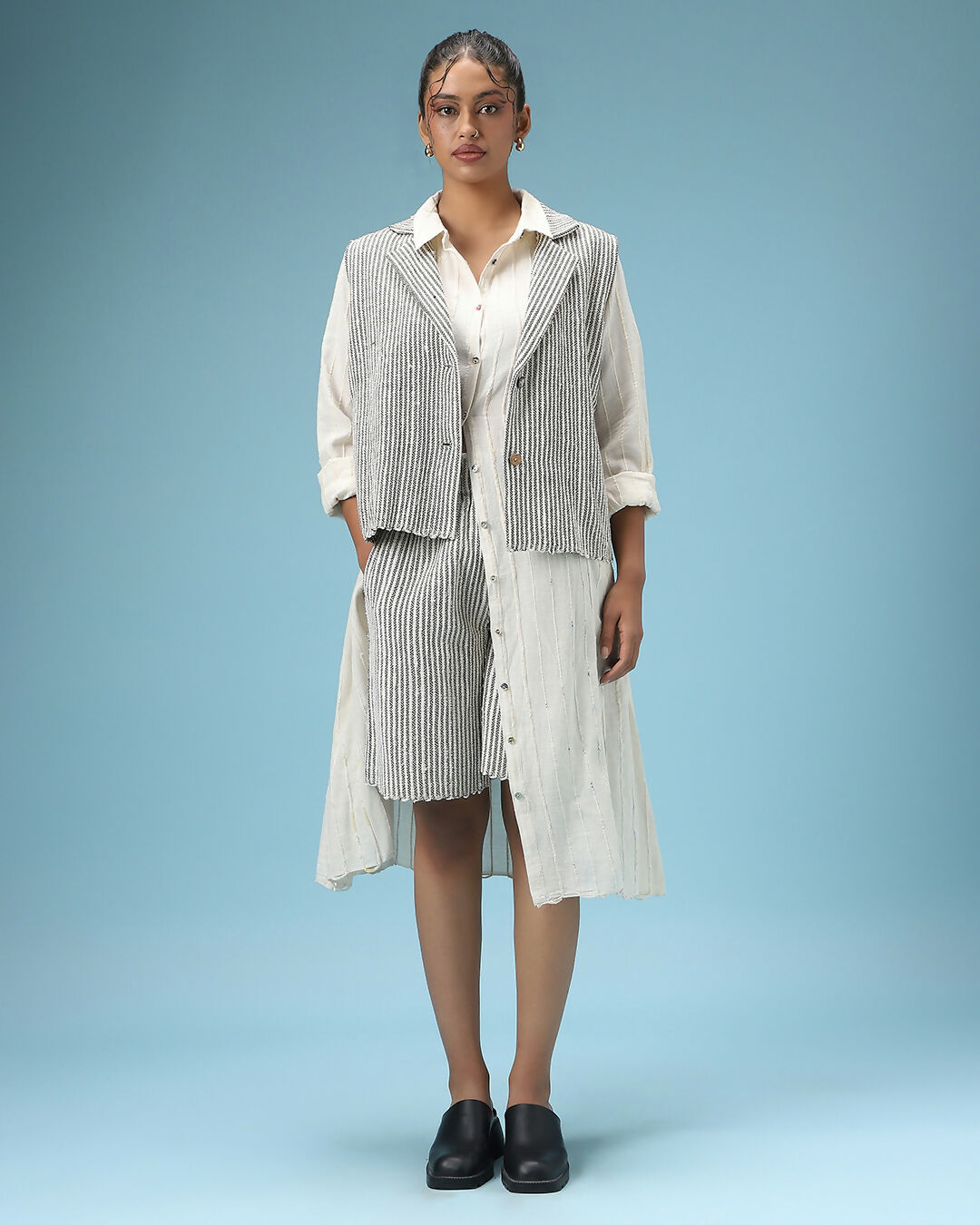 White Noise Shirt Dress