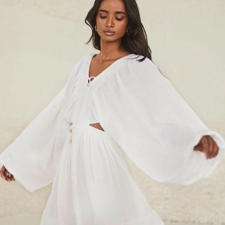 White Oversized Short Dress