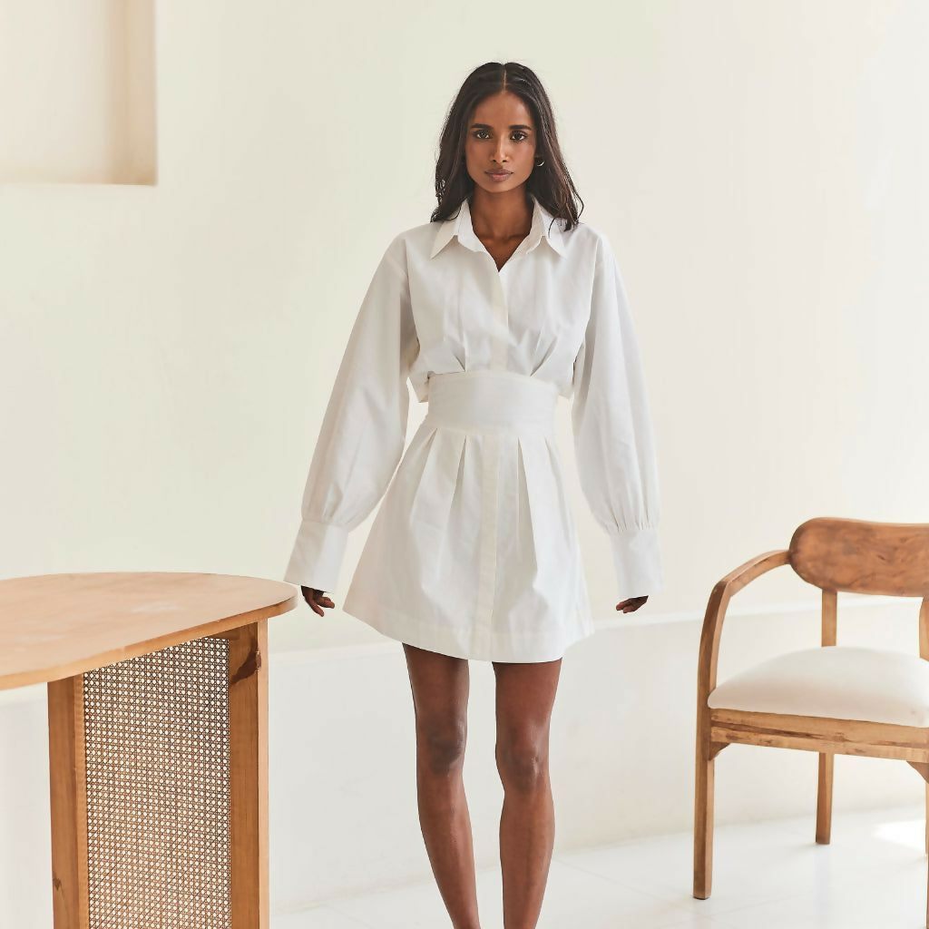 White Short Shirt Dress