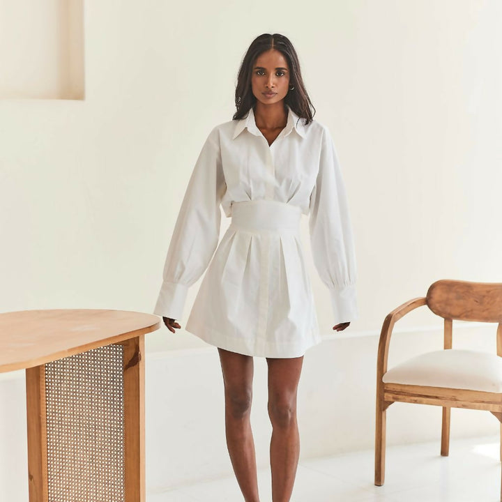 White Short Shirt Dress