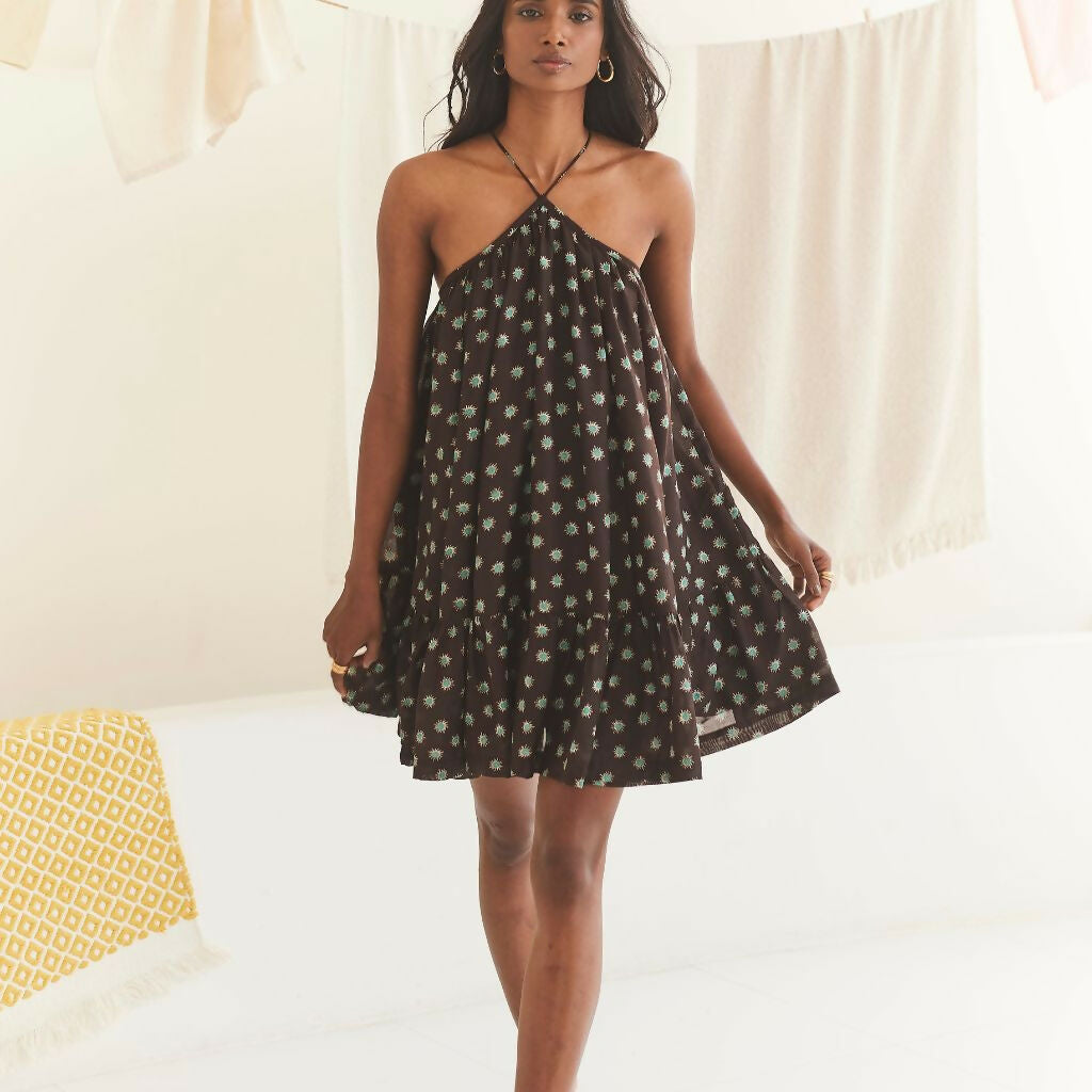 Printed Halter Short Dress